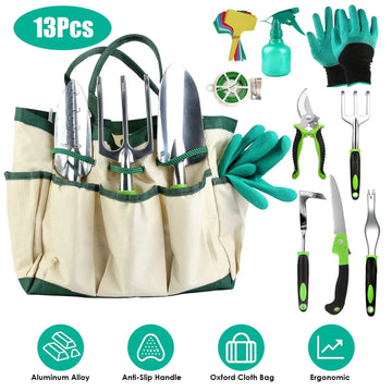 13Pcs Garden Tool Set – Heavy-Duty Aluminium with Ergonomic Handles & Carry Bag